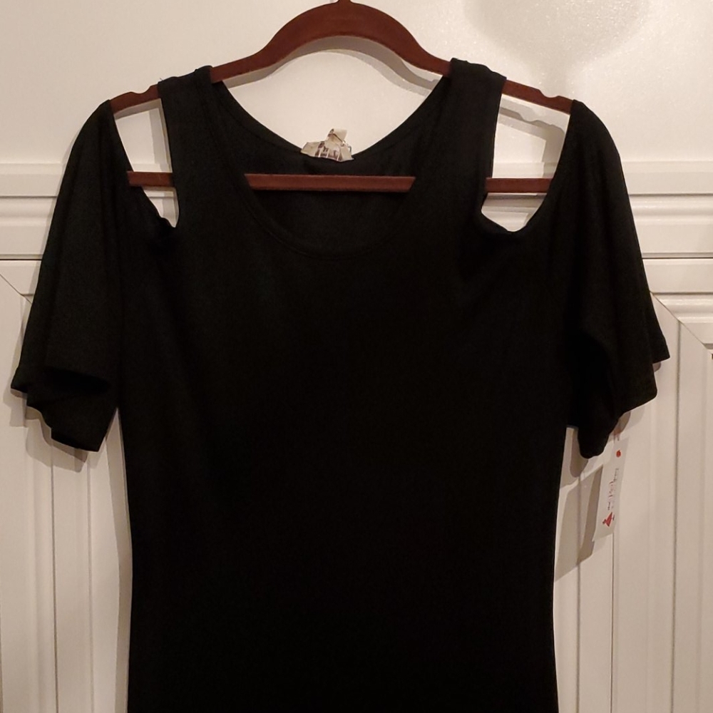 NEW Umgee Cold Shoulder Maxi Long Black Dress Size S